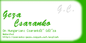 geza csaranko business card